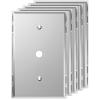 LIDER Reflective Acrylic 0.406" Diameter Hole Phone Cable Wall Plate, Mirrored Cable Plate, Acrylic Glass, Oversized 1-Gang 5.25" x 3.44", LWP-41O-ASV5P, Silver view 1