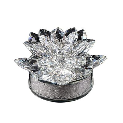 WGPHD Health & Household Crystal Lotus Flowers Figurines Car Perfume Bottle with Heart Crystal Vase Crystal Lotus Craft Home Decors (Color : Clear)