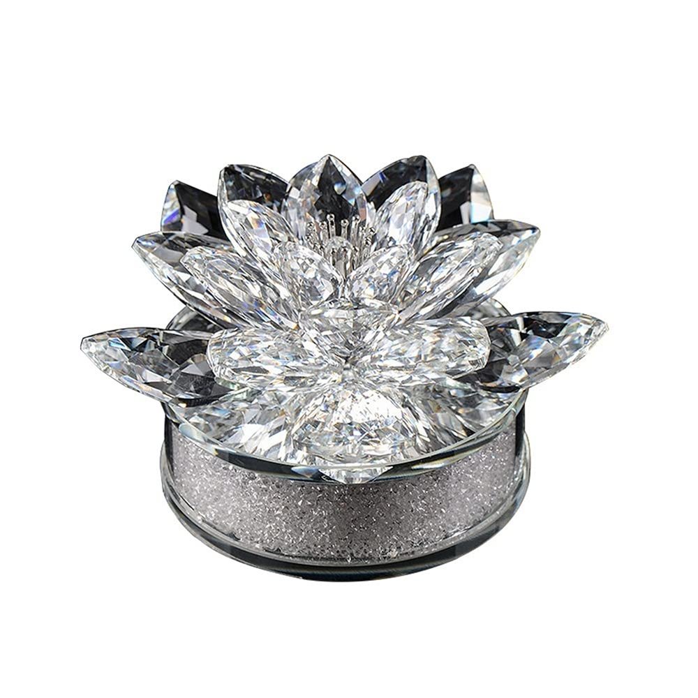 WGPHD Health & Household Crystal Lotus Flowers Figurines Car Perfume Bottle with Heart Crystal Vase Crystal Lotus Craft Home Decors (Color : Clear)