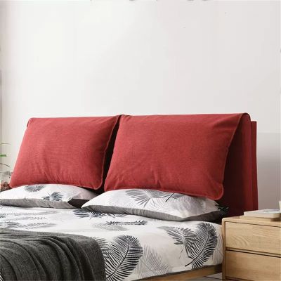 Cotton and Linen Headboard Cushion Wall Pillow Reading Pillow Large Bed Rest Bolster Wedge Day Bed Cushion with Two Removable Headrests,B,with headboard Full 47.2"