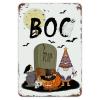 Halloween Gnomes Metal Sign Pumpkin Scary Spooky Ghost Cemetery Metal Sign Halloween Boo Wall Decorations for Living Room Retro Rustic Kitchen Wall Art Indoor & Outdoor Decor 12x8 inch view 1