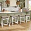 MAISON ARTS Beige Counter Height Bar Stools Set of 4 for Kitchen Counter Solid Wood Legs with Faux Leather Saddle Seat Farmhouse Barstools for 34"-38" Counter Island Upholstered Stools, 24in Height view 1