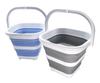 SAMMART Collapsible Rectangular Cleaning Bucket 5L (1.3 Gallon)- Foldable Camping Beach Sand Water Pot Pail- Portable Space Saving Tub for Household, Outdoor Car Washing (Grey + Baby Blue (Set of 2)) view 1