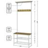 AEPOALUA Hall Tree with Bench and Shoe Storage, 3-in-1 Coat Rack Shoe Bench, Freestanding Wooden Coat Rack with Metal Frame, 3-Tier Storage Shelf and 5 Removable Hooks, White view 2