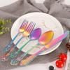 Rainbow Silverware Set 40 Piece Palace Flatware Set for 8 With Hollow Relief Decoration Stainless Steel Home Kitchen Wedding Restaurant Cutlery Utensils Delicate Knifes Forks and Spoons Tableware Set view 2