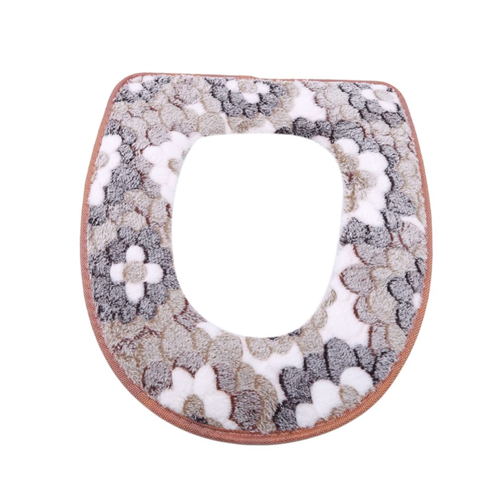 JUNYY Universal Bathroom Washable Coral Velvet Toilet Seat Cushion Soft Warm Toilet Seat Cover Pad(Coffee)