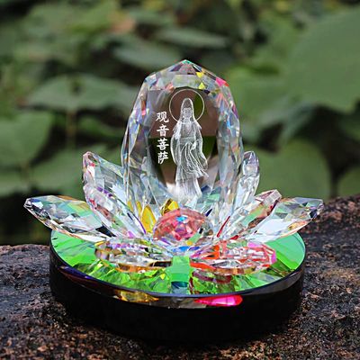DECRZPB Crystal Figurine Colorful Lotus Car Perfume Ornament Fruit Glass Birthday Wedding Gift Living Dining Table Home Decor