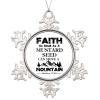 3in Christmas Ornament Snowflake Keepsake Life Positive Quote Faith As Small As a Mustard Seed Can Move a Mountain Bible Verse Metal Souvenir Xmas Tree Hang Pendant Winter Exchange Gift Party Decor view 2