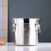 304 Stainless Steel Cereal Container Rice Cereal Grain Coffee Bean Container for Household Kitchen Food Flour Oil Milk Storager Bucket Canisters with Lid and Sturdy Locking Clamp, 6L view 1