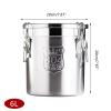 304 Stainless Steel Cereal Container Rice Cereal Grain Coffee Bean Container for Household Kitchen Food Flour Oil Milk Storager Bucket Canisters with Lid and Sturdy Locking Clamp, 6L view 2