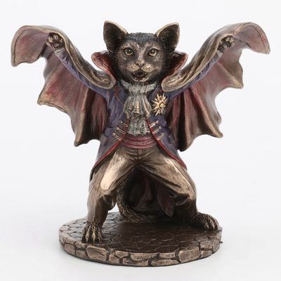 Veronese Design 5 1/8 Inch Vampire Cat Bat Pose Resin Animal Figurine Bronze Finish