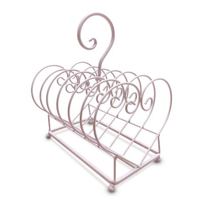 BOOMLATU Love Shape 6 Place Metal Plate Stand Plate Holder Dish Rack with Removable Handle,Pink