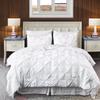 800 Thread Count Pinch Pleated Duvet Cover 100% Egyptian Cotton Linen 1 Piece Bedding Set, Breathable Durable Soft Luxury Pintuck Duvet Cover Set with Zipper Closure & Corner Ties (White, Twin) view 1