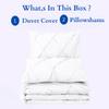 800 Thread Count Pinch Pleated Duvet Cover 100% Egyptian Cotton Linen 1 Piece Bedding Set, Breathable Durable Soft Luxury Pintuck Duvet Cover Set with Zipper Closure & Corner Ties (White, Twin) view 4