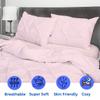 800 Thread Count Pinch Pleated Duvet Cover 100% Egyptian Cotton Linen 1 Piece Bedding Set, Breathable Durable Soft Luxury Pintuck Duvet Cover Set with Zipper Closure & Corner Ties (Pink, Twin) view 3