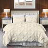 800 Thread Count Pinch Pleated Duvet Cover Set 5 Piece 100% Egyptian Cotton Bedding Set with Zipper & Corner Ties, Breathable Durable Soft Luxury Pintuck Duvet Cover & 4 Pillow Shmas (Ivory, Cal King) view 1