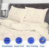 800 Thread Count Pinch Pleated Duvet Cover Set 5 Piece 100% Egyptian Cotton Bedding Set with Zipper & Corner Ties, Breathable Durable Soft Luxury Pintuck Duvet Cover & 4 Pillow Shmas (Ivory, Cal King) view 3