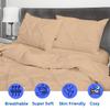 800 Thread Count Pinch Pleated Duvet Cover Set 3 Piece 100% Egyptian Cotton Bedding Set with Zipper & Corner Ties, Breathable Durable Soft Luxury Pintuck Duvet Cover & 2 Pillow Shmas (Beige, Queen) view 3