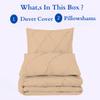 800 Thread Count Pinch Pleated Duvet Cover Set 3 Piece 100% Egyptian Cotton Bedding Set with Zipper & Corner Ties, Breathable Durable Soft Luxury Pintuck Duvet Cover & 2 Pillow Shmas (Beige, Queen) view 4