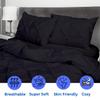 800 Thread Count Pinch Pleated Duvet Cover Set 5 Piece 100% Egyptian Cotton Bedding Set with Zipper & Corner Ties, Breathable Durable Soft Luxury Pintuck Duvet Cover & 4 Pillow Shmas (Black, Cal King) view 3