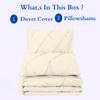 800 Thread Count Pinch Pleated Duvet Cover Set 5 Piece 100% Egyptian Cotton Bedding Set with Zipper & Corner Ties, Breathable Durable Soft Luxury Pintuck Duvet Cover & 4 Pillow Shmas (Ivory, Twin) view 4