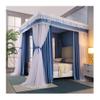 Blue Bed Canopy Mosquito Net for Single Double Bed, Girl Princess Room Romantic Bedroom Decoration 4 Corner Post Bed Curtains (Size : 180X220X200CM) view 1