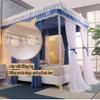 Blue Bed Canopy Mosquito Net for Single Double Bed, Girl Princess Room Romantic Bedroom Decoration 4 Corner Post Bed Curtains (Size : 180X220X200CM) view 3
