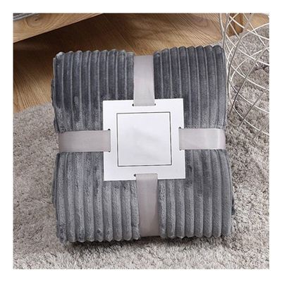 Bannr Blanket Queen Size Super Soft Flannel Blankets, Solid Striped Mink Throw Sofa Cover Travel Pillows (Color : Choutiao-qianhui, Size : 70x100cm)