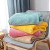 Bannr Blanket Queen Size Super Soft Flannel Blankets, Solid Striped Mink Throw Sofa Cover Travel Pillows (Color : Choutiao-qianhui, Size : 70x100cm) view 2