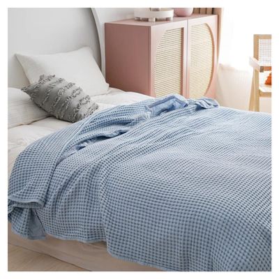 Blanket Queen Size Summer Waffle Plaid Cotton Bed Blanket Knitted Bedspread Travel Pillows (Color : 03, Size : 150X200cm)