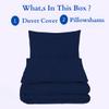 800 Thread Count Pinch Pleated Duvet Cover Set 5 Piece 100% Egyptian Cotton Bedding Set with Zipper & Corner Ties, Breathable Durable Soft Luxury Pintuck Duvet Cover & 4 Pillow Shmas (Navy Blue, King) view 4