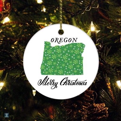 Christmas Ceramic Ornament Merry Christmas Oregon State Ceramic Elegant Christmas Hanging Ornaments Oregon Home Keepsake Funny Christmas Hanging Tree Decor Ornament