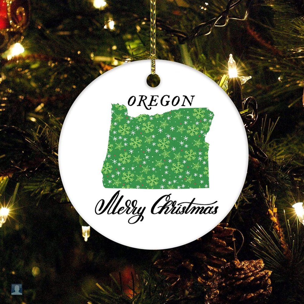 Christmas Ceramic Ornament Merry Christmas Oregon State Ceramic Elegant Christmas Hanging Ornaments Oregon Home Keepsake Funny Christmas Hanging Tree Decor Ornament