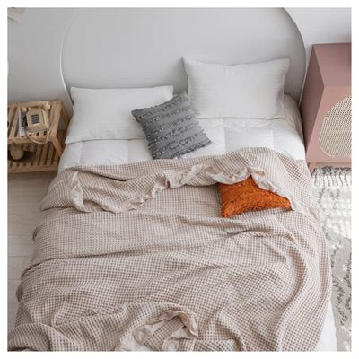 Blanket Queen Size Summer Waffle Plaid Cotton Bed Blanket Knitted Bedspread Travel Pillows (Color : 05, Size : 150X200cm)