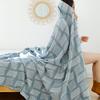 Blanket Queen Size Chunky Knit Blanket Throw Cotton Sofa Cover Toweling Coverlet Throw Blanket Travel Pillows (Color : Blue, Size : 150X200cm) view 2