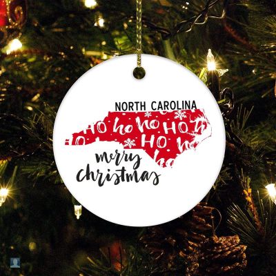 Christmas Ornament Merry Christmas North Carolina State Xmas Gift Christmas Decoration Keepsake Ornament First Christmas in North Carolina 3" Ceramic Elegant Christmas Hanging Ornaments