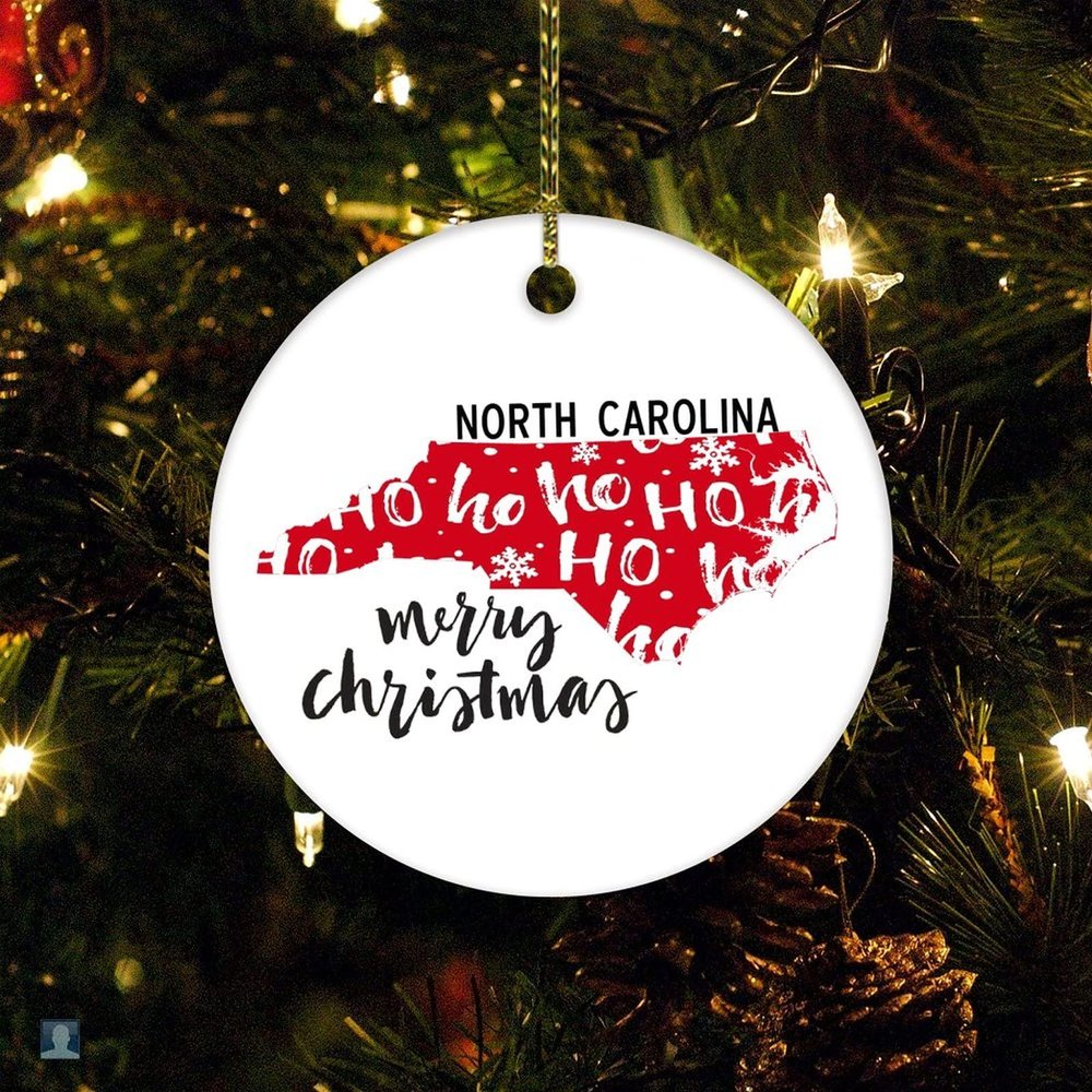 Christmas Ornament Merry Christmas North Carolina State Xmas Gift Christmas Decoration Keepsake Ornament First Christmas in North Carolina 3" Ceramic Elegant Christmas Hanging Ornaments