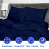 800 Thread Count Pinch Pleated Duvet Cover Set 5 Piece 100% Egyptian Cotton Bedding Set with Zipper & Corner Ties Breathable Durable Soft Luxury Pintuck Duvet Cover & 4 Pillow Shmas (Navy Blue, Queen) view 3