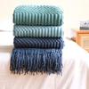 Blanket Queen Size Knitted Blanket with Tassels, Soft Lightweight Cozy Textured Blankets Travel Pillows (Color : Khaki, Size : 130x220cm) view 2
