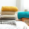 Blanket Queen Size Knitted Blanket with Tassels, Soft Lightweight Cozy Textured Blankets Travel Pillows (Color : Khaki, Size : 130x220cm) view 4