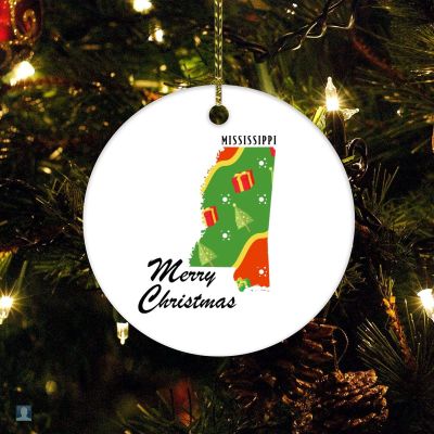 Christmas Ceramic Ornament Mississippi Home Customized Round Ceramic Ornament Merry Christmas Mississippi State Ornament Personalized Christmas Ornaments