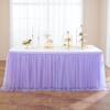 108in Lavender Tulle Table Skirts for Rectangle Tables 6/8/4ft, 2-Layer Gold Grim Lilac Purple Ruffle Tulle Tutu Cloth Table Skirt 9ft for Mermaid Birthday Party Baby Shower Dessert(No Table Cover) view 1