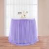 108in Lavender Tulle Table Skirts for Rectangle Tables 6/8/4ft, 2-Layer Gold Grim Lilac Purple Ruffle Tulle Tutu Cloth Table Skirt 9ft for Mermaid Birthday Party Baby Shower Dessert(No Table Cover) view 3