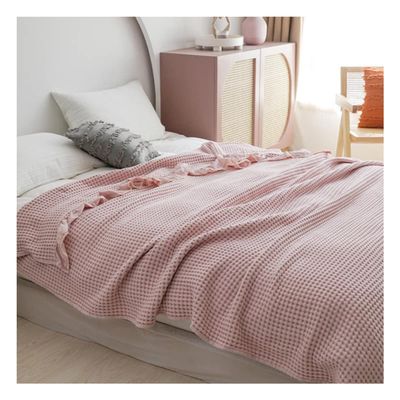 Bannr Blanket Queen Size Summer Waffle Plaid Cotton Bed Blanket Knitted Bedspread Travel Pillows (Color : 02, Size : 150X200cm)