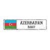 Madcolitote Azerbaijan Street Signs Customized Azerbaijan Flag Metal Sign Azerbaijan Capital Country City Souvenir Metal Tin Sign Rustic Home Decoration Gift for Foreign Friend, Neighbor 3x12in view 1