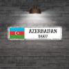 Madcolitote Azerbaijan Street Signs Customized Azerbaijan Flag Metal Sign Azerbaijan Capital Country City Souvenir Metal Tin Sign Rustic Home Decoration Gift for Foreign Friend, Neighbor 3x12in view 2