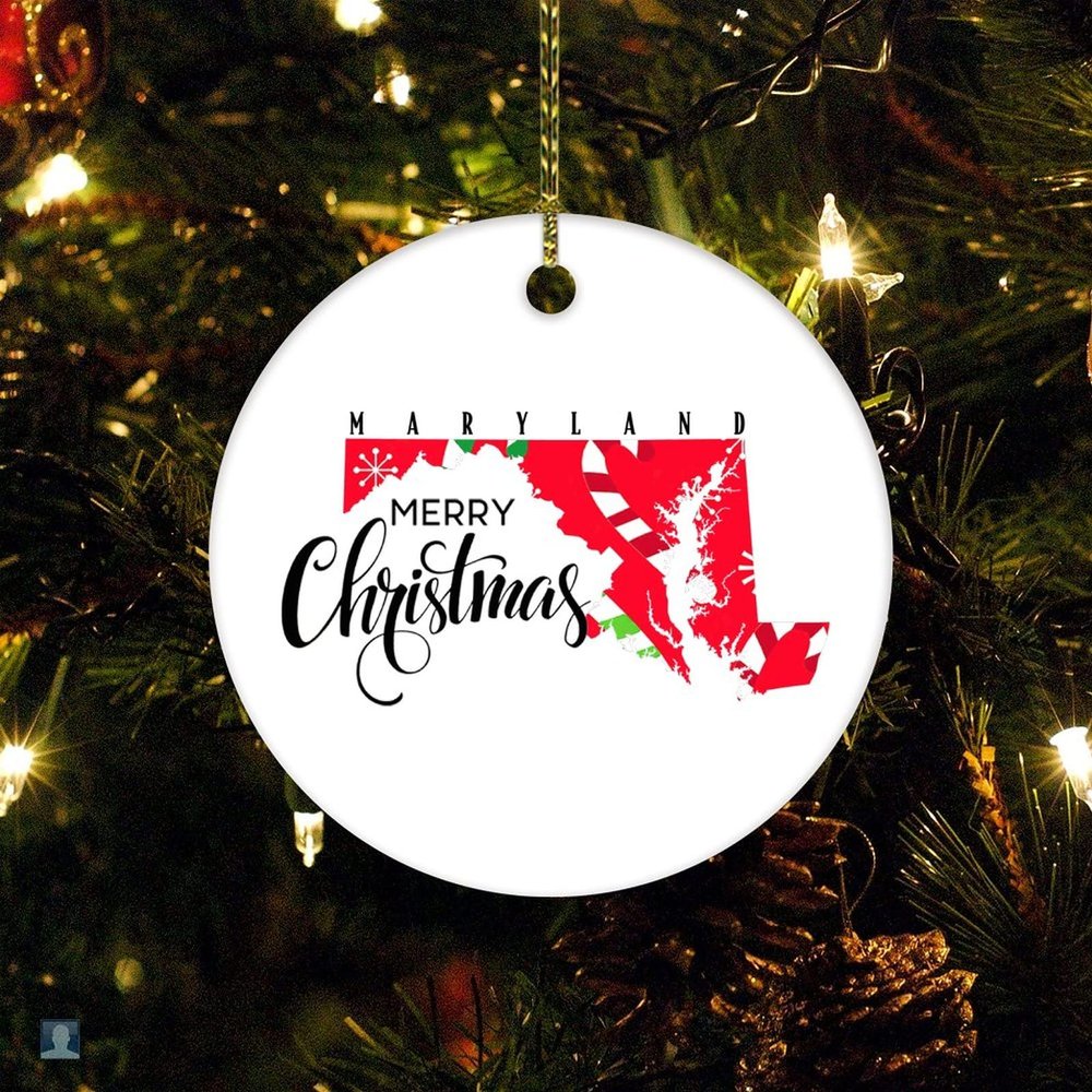 Christmas Ceramic Ornament Maryland State Christmas Tree Ornaments Merry Christmas Maryland State Christmas Ornament Keepsake Funny Christmas Hanging Tree Decor Ornament
