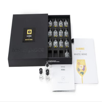 24 White Wine Aromas - TASTERPLACE AROMA SET - English language - for sommeliers and wine lovers - train your nose - tasting tool