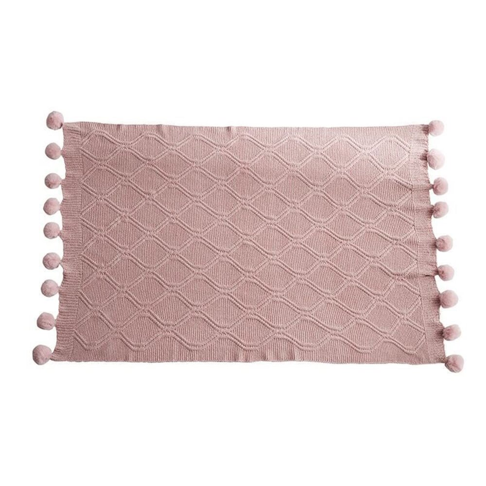 Bannr Blanket Queen Size Chenille Plaid Throw Blanket, Super Soft Chunky Knit Blankets Travel Pillows (Color : Pink, Size : 130x160cm)