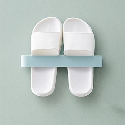 CTVR Hanging Slippers Rack, Plastic Door Shoe Hanger, Shoe Holders Shelf, Bathroom Towel Storage Stand Organizer, Multifunctional, Blue